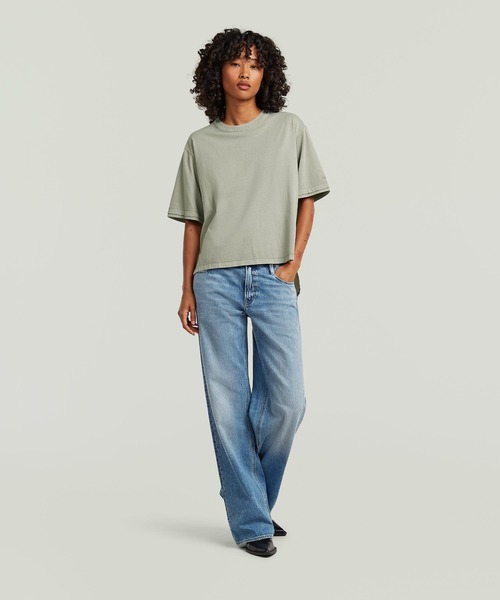 G-STAR(ジースター)の「Woven Mix Washed Relaxed T-Shirt/異素材ミックスウォッシュ加工リラックスTシャツ(Tシャツ/カットソー・レディース・グリーン系その他・X-SMALL/SMALL/MEDIUM)」の4枚目の写真