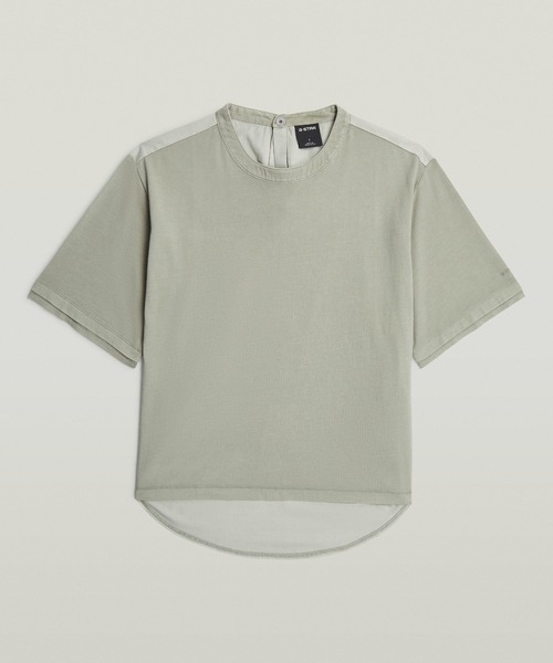 G-STAR(ジースター)の「Woven Mix Washed Relaxed T-Shirt/異素材ミックスウォッシュ加工リラックスTシャツ(Tシャツ/カットソー・レディース・グリーン系その他・X-SMALL/SMALL/MEDIUM)」の6枚目の写真