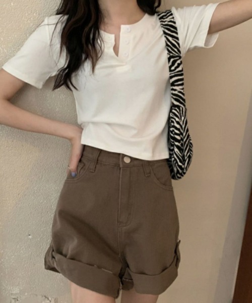 SallyLunn(サリーラン)の「ヘンリーネックコンパクトTシャツ(Tシャツ/カットソー・レディース・ホワイト/ブラック/グレー・MEDIUM/LARGE)」の19枚目の写真