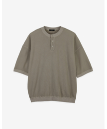 INEXCIS（イネクシス）の「ピグメントワッフルボタンTシャツ (オートベージュ)（Tシャツ/カットソー）」