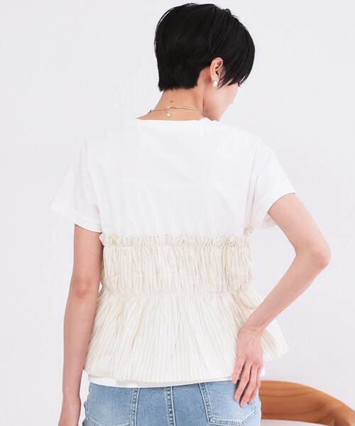 OPAQUE.CLIP（オペークドットクリップ）の「ビスチェドッキングTシャツ【洗濯機OK】（Tシャツ/カットソー・レディース・ブルー系9/ブラウン系その他5/アイボリー系4・40/38）」の4枚目の写真