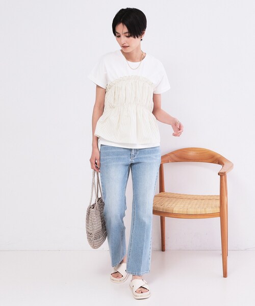 OPAQUE.CLIP（オペークドットクリップ）の「ビスチェドッキングTシャツ【洗濯機OK】（Tシャツ/カットソー・レディース・ブルー系9/ブラウン系その他5/アイボリー系4・40/38）」の5枚目の写真