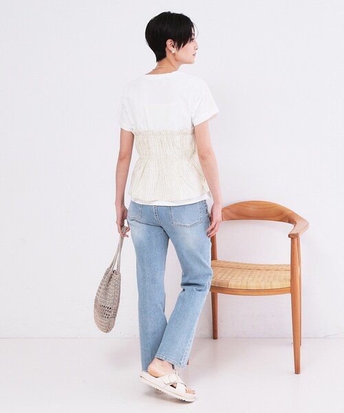 OPAQUE.CLIP（オペークドットクリップ）の「ビスチェドッキングTシャツ【洗濯機OK】（Tシャツ/カットソー・レディース・ブルー系9/ブラウン系その他5/アイボリー系4・40/38）」の6枚目の写真