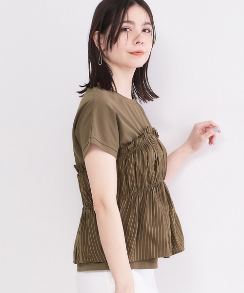 OPAQUE.CLIP（オペークドットクリップ）の「ビスチェドッキングTシャツ【洗濯機OK】（Tシャツ/カットソー・レディース・ブルー系9/ブラウン系その他5/アイボリー系4・40/38）」の8枚目の写真