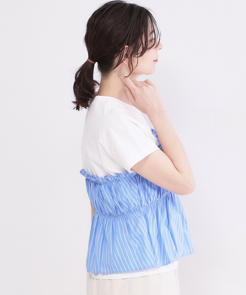 OPAQUE.CLIP（オペークドットクリップ）の「ビスチェドッキングTシャツ【洗濯機OK】（Tシャツ/カットソー・レディース・ブルー系9/ブラウン系その他5/アイボリー系4・40/38）」の12枚目の写真