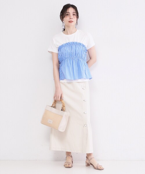 OPAQUE.CLIP（オペークドットクリップ）の「ビスチェドッキングTシャツ【洗濯機OK】（Tシャツ/カットソー・レディース・ブルー系9/ブラウン系その他5/アイボリー系4・40/38）」の13枚目の写真