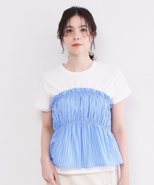 OPAQUE.CLIP（オペークドットクリップ）の「ビスチェドッキングTシャツ【洗濯機OK】（Tシャツ/カットソー・レディース・ブルー系9/ブラウン系その他5/アイボリー系4・40/38）」の16枚目の写真