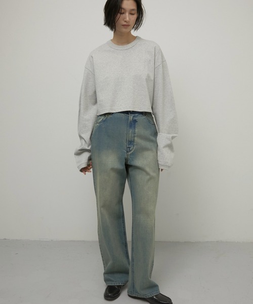 LA PEAU DE GEM(ラポドゥジェム)の「【LA PEAU DE GEM】high waist straight denim pants sand beige/ハイウエストストレートデニムパンツサンドベージュ(デニムパンツ・レディース・サンドベージュ・LARGE/MEDIUM/SMALL)」の9枚目の写真