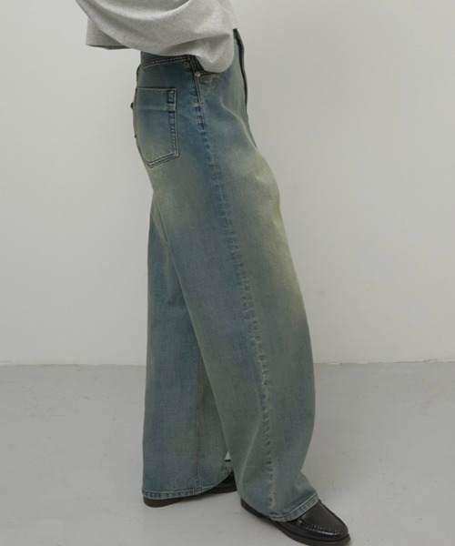 LA PEAU DE GEM(ラポドゥジェム)の「【LA PEAU DE GEM】high waist straight denim pants sand beige/ハイウエストストレートデニムパンツサンドベージュ(デニムパンツ・レディース・サンドベージュ・LARGE/MEDIUM/SMALL)」の7枚目の写真