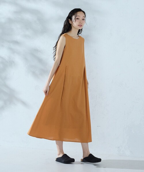 ONIGIRI(オニギリ)の「ノースリーブ アッパッパ(ワンピース・レディース・ネイビー/オレンジ/ベージュ/カーキ・LARGE/MEDIUM)」の6枚目の写真