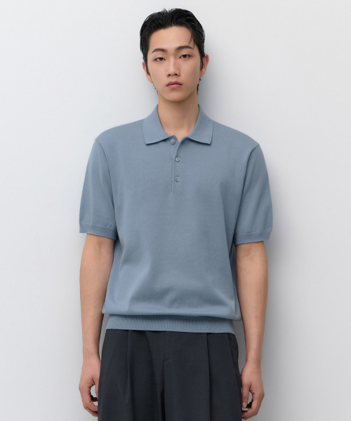 Woshable Supreme compact knit поло‑футболка [Sky Blue]