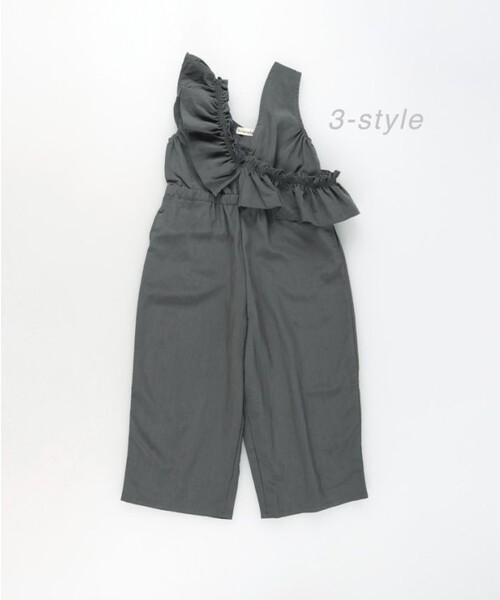 BRANSHES（ブランシェス）の「【プチレディ】マルチウェイサロペット（サロペット/オーバーオール・キッズ・ベージュ/サックスブルー/チャコールグレー・100/90/110/150/130/140/120）」の22枚目の写真