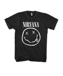 NIRVANA（ニルヴァーナ）の「Nirvana Yellow Happy Face Unisex Black T Shirt 2026年 夏 夏服（Tシャツ/カットソー）」