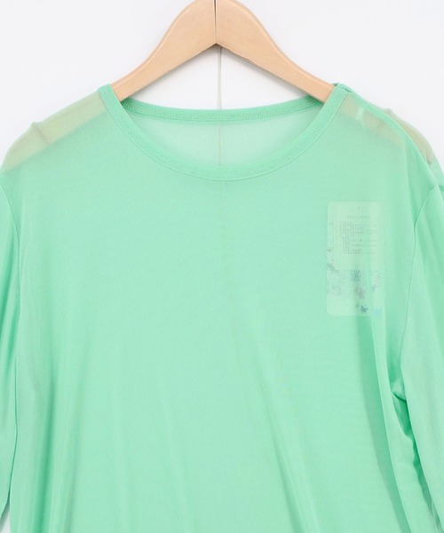 ScoLar(スカラー)の「162608:花ネコプリント袖チュールインナー(Tシャツ/カットソー・レディース・ピンク/グリーン/グレー/ブラック・M)」の12枚目の写真