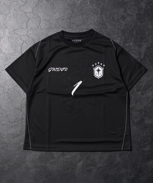GUIDER（ガイダー）の「【GUIDER】ナンバリング メッシュ Tee / Numbered Mesh Tee（Tシャツ/カットソー・メンズ・ブラック×ブルー/ブラック×イエロー/ブラック×ホワイト・M/S/L）」の5枚目の写真