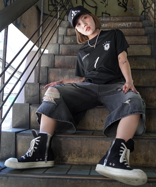 GUIDER（ガイダー）の「【GUIDER】ナンバリング メッシュ Tee / Numbered Mesh Tee（Tシャツ/カットソー・メンズ・ブラック×ブルー/ブラック×イエロー/ブラック×ホワイト・M/S/L）」の9枚目の写真