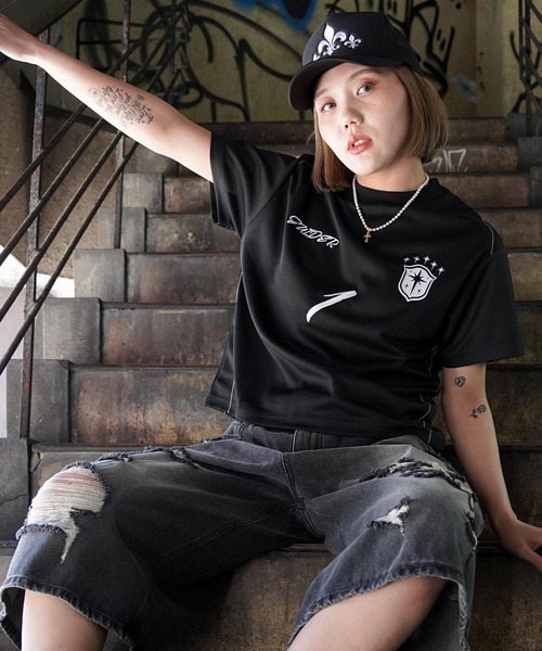GUIDER（ガイダー）の「【GUIDER】ナンバリング メッシュ Tee / Numbered Mesh Tee（Tシャツ/カットソー・メンズ・ブラック×ブルー/ブラック×イエロー/ブラック×ホワイト・M/S/L）」の10枚目の写真
