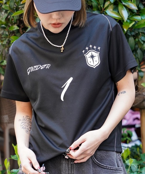 GUIDER（ガイダー）の「【GUIDER】ナンバリング メッシュ Tee / Numbered Mesh Tee（Tシャツ/カットソー・メンズ・ブラック×ブルー/ブラック×イエロー/ブラック×ホワイト・M/S/L）」の11枚目の写真
