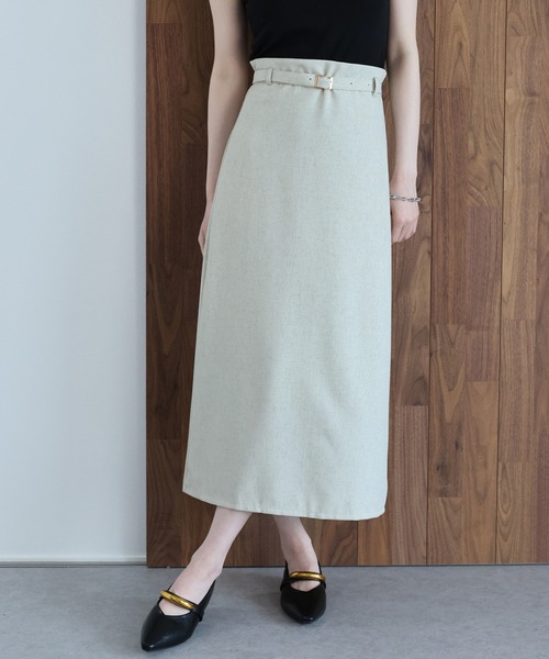 J by blue(ジェイバイブルー)の「《2サイズ展開》ベルト付きリネンタイトスカート(スカート・レディース・ブラック/ベージュ・LARGE/MEDIUM)」の6枚目の写真
