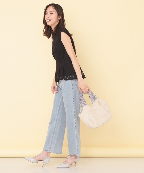 index（インデックス）の「シアーフラワー刺繍ペプラムブラウス【イージーアイロン／洗濯機OK】（シャツ/ブラウス・レディース・ライトグレー/ブラック/アイボリー・38/36）」の6枚目の写真