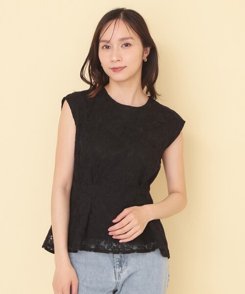 index（インデックス）の「シアーフラワー刺繍ペプラムブラウス【イージーアイロン／洗濯機OK】（シャツ/ブラウス・レディース・ライトグレー/ブラック/アイボリー・38/36）」の8枚目の写真