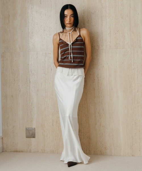 CREDONA(クレドナ)の「MULCH BORDER KNIT CAMISOLE/マルチボーダーニットキャミソール(キャミソール・レディース・アイボリー/グレー/ブラウン/レッド・FREE)」の7枚目の写真