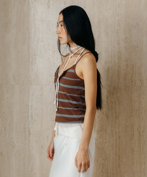CREDONA(クレドナ)の「MULCH BORDER KNIT CAMISOLE/マルチボーダーニットキャミソール(キャミソール・レディース・アイボリー/グレー/ブラウン/レッド・FREE)」の10枚目の写真