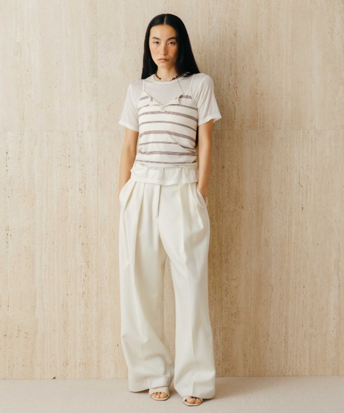 CREDONA(クレドナ)の「MULCH BORDER KNIT CAMISOLE/マルチボーダーニットキャミソール(キャミソール・レディース・アイボリー/グレー/ブラウン/レッド・FREE)」の5枚目の写真