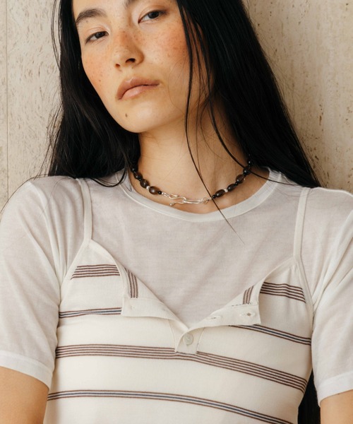 CREDONA(クレドナ)の「MULCH BORDER KNIT CAMISOLE/マルチボーダーニットキャミソール(キャミソール・レディース・アイボリー/グレー/ブラウン/レッド・FREE)」の22枚目の写真
