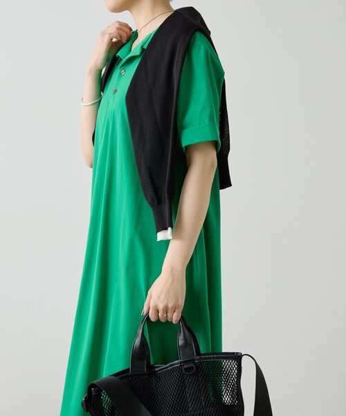 ear PAPILLONNER(イアパピヨネ)の「開襟シャツライクワンピース【SUM1 STYLE】(ワンピース・レディース・グリーン/ブラック・FREE)」の11枚目の写真