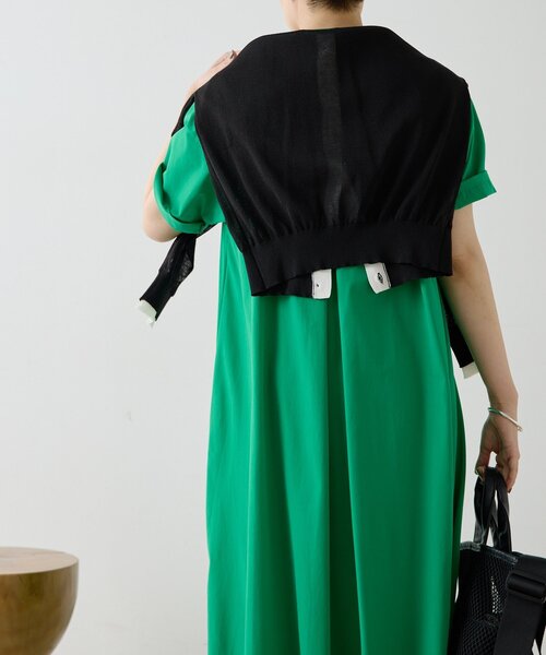 ear PAPILLONNER(イアパピヨネ)の「開襟シャツライクワンピース【SUM1 STYLE】(ワンピース・レディース・グリーン/ブラック・FREE)」の10枚目の写真