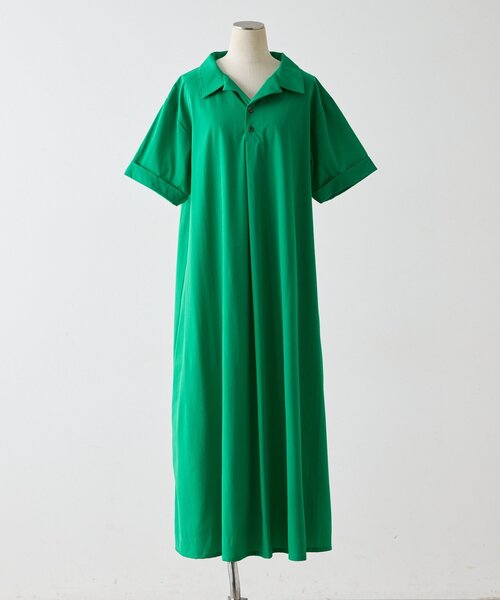 ear PAPILLONNER(イアパピヨネ)の「開襟シャツライクワンピース【SUM1 STYLE】(ワンピース・レディース・グリーン/ブラック・FREE)」の9枚目の写真