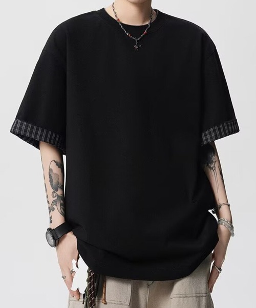 KELVIN(ケルヴァン)の「Layered Check Tee レイヤードチェックTシャツ(Tシャツ/カットソー・メンズ・ブラック・MEDIUM/LARGE)」の3枚目の写真