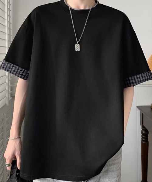 KELVIN(ケルヴァン)の「Layered Check Tee レイヤードチェックTシャツ(Tシャツ/カットソー・メンズ・ブラック・MEDIUM/LARGE)」の4枚目の写真