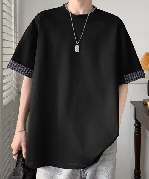 KELVIN(ケルヴァン)の「Layered Check Tee レイヤードチェックTシャツ(Tシャツ/カットソー・メンズ・ブラック・MEDIUM/LARGE)」の6枚目の写真