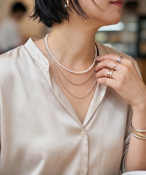 STYLE DELI(スタイルデリ)の「【DELI by】淡水パールショートネックレス【925シルバー】(ネックレス・レディース・シルバー・FREE)」の4枚目の写真