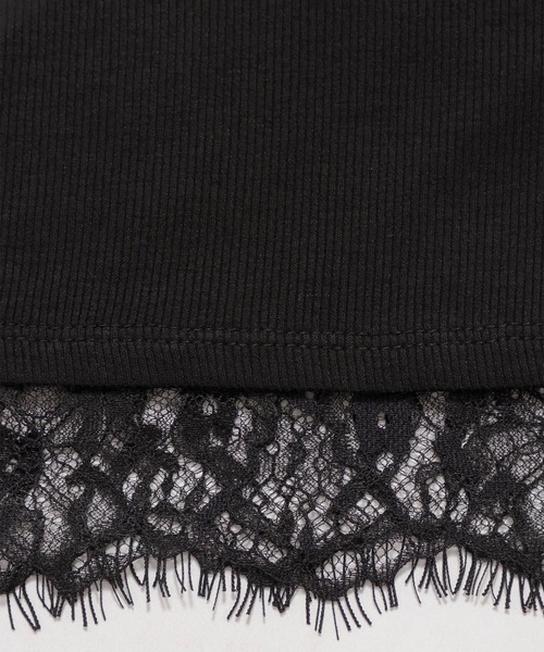 HARE（ハレ）の「レースドッキングヘンリーVネックカットソー(HARE)（Tシャツ/カットソー・レディース・グレイッシュベージュ/ブラック・FREE）」の4枚目の写真
