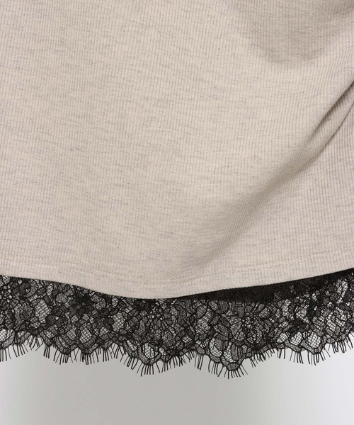 HARE（ハレ）の「レースドッキングヘンリーVネックカットソー(HARE)（Tシャツ/カットソー・レディース・グレイッシュベージュ/ブラック・FREE）」の5枚目の写真