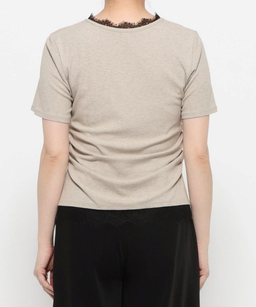 HARE（ハレ）の「レースドッキングヘンリーVネックカットソー(HARE)（Tシャツ/カットソー・レディース・グレイッシュベージュ/ブラック・FREE）」の8枚目の写真