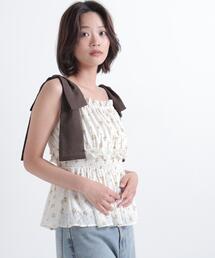 NATURAL BEAUTY BASIC | フラワーショルダーリボンキャミ(シャツ/ブラウス)