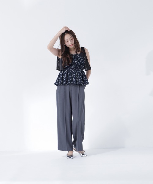 NATURAL BEAUTY BASIC（ナチュラルビューティーベーシック）の「フラワーショルダーリボンキャミ（シャツ/ブラウス・レディース・ネイビー系/ベージュ系その他・ﾌﾘ-）」の17枚目の写真