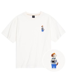 クールコットンオーバーサイズミニミフォトグラファーブロドック刺繍半袖Tシャツ