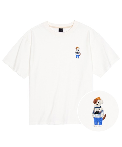 OKSTAR（オクスター）の「クールコットンオーバーサイズミニミフォトグラファーブロドック刺繍半袖Tシャツ（Tシャツ/カットソー・レディース・クリーム/ブラック/ホワイト/ダークグリーン・LARGE/MEDIUM/SMALL/XX-LARGE/X-LARGE）」の2枚目の写真