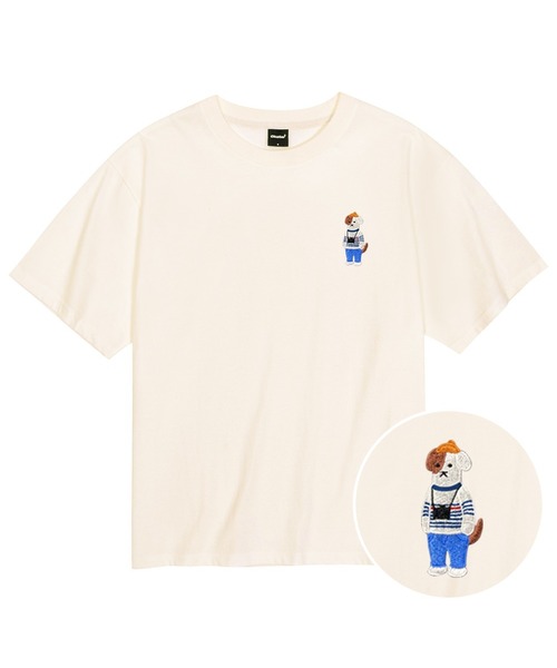 OKSTAR（オクスター）の「クールコットンオーバーサイズミニミフォトグラファーブロドック刺繍半袖Tシャツ（Tシャツ/カットソー・レディース・クリーム/ブラック/ホワイト/ダークグリーン・LARGE/MEDIUM/SMALL/XX-LARGE/X-LARGE）」の3枚目の写真