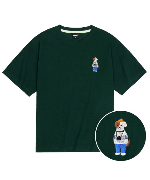 OKSTAR（オクスター）の「クールコットンオーバーサイズミニミフォトグラファーブロドック刺繍半袖Tシャツ（Tシャツ/カットソー・レディース・クリーム/ブラック/ホワイト/ダークグリーン・LARGE/MEDIUM/SMALL/XX-LARGE/X-LARGE）」の4枚目の写真