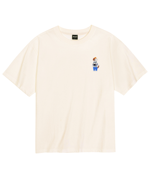 OKSTAR（オクスター）の「クールコットンオーバーサイズミニミフォトグラファーブロドック刺繍半袖Tシャツ（Tシャツ/カットソー・レディース・クリーム/ブラック/ホワイト/ダークグリーン・LARGE/MEDIUM/SMALL/XX-LARGE/X-LARGE）」の5枚目の写真
