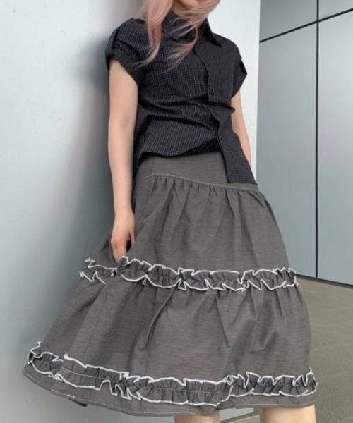 LADY LIKE(レディライク)の「2WAYスリーブミニチェック半袖シャツ(シャツ/ブラウス・レディース・チャコールグレー・M)」の10枚目の写真