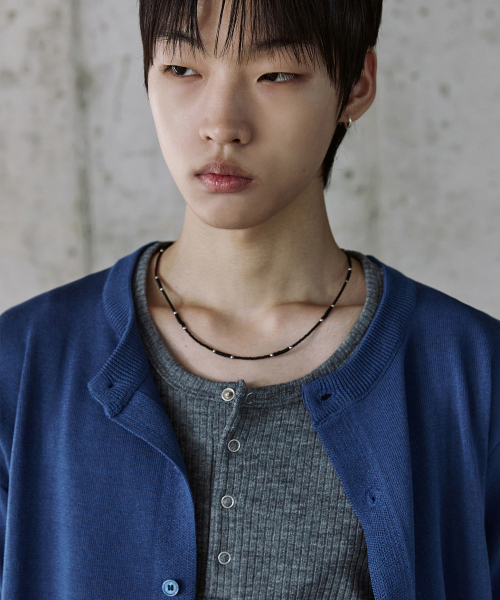 P.IN.O(ピインオ)の「クーリング ラウンドネック セミクロップ ハーフ ニット - ディープブルー(Tシャツ/カットソー・メンズ・その他・MEDIUM/LARGE)」の2枚目の写真