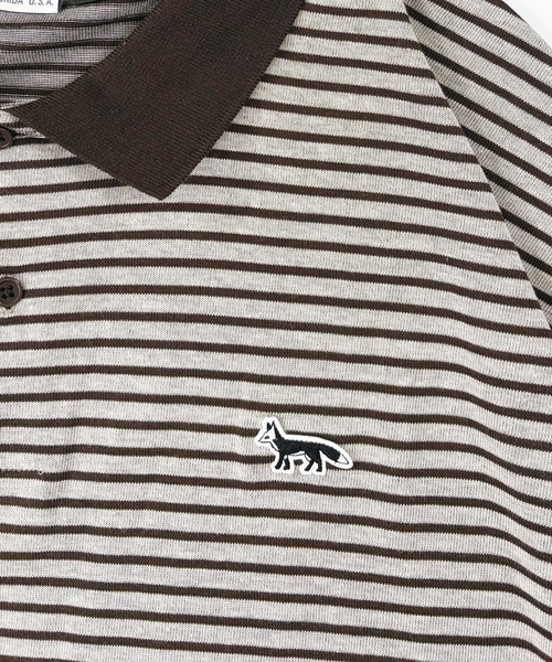 T-MAC OUTING(ティーマック アウティング)の「【T-MAC】 ボーダー ワンポイントFOX刺繍ワッペン 半袖ポロシャツ(ポロシャツ・メンズ・ブラック/グレー・M/LL/L)」の5枚目の写真