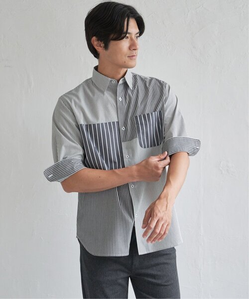 ikka（イッカ）の「【接触冷感】ブロックス冷感5分袖シャツ（シャツ/ブラウス・メンズ・ホワイト/ネイビー/グレー/ブルー・M/L/XL/S）」の7枚目の写真